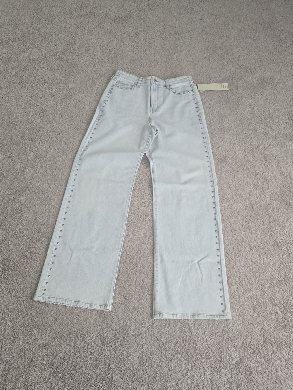 No Boundaries Light Wash Straight Leg Jeans with Side Studs